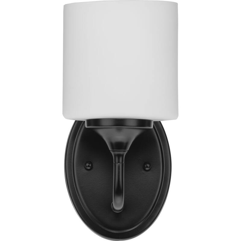 Lynzie Collection One-Light Matte Black Etched Opal Glass Modern Bath Vanity Light - 5.25 in x 5.625 in x 10.5 in