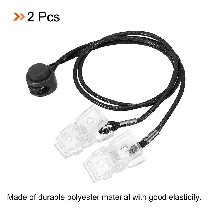 12.6" 2Pcs Napkin Chain Adjustable Bib Holder Chain Sun Hat Strap Lanyard, Black