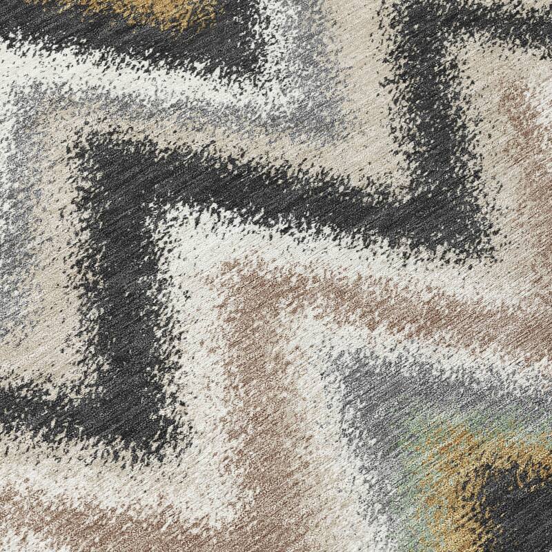 Machine Washable Indoor/ Outdoor Modern Chevron Chantille Rug