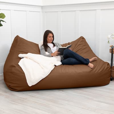 Atrium Collection Lozia Loveseat - Large Bean Bag Sofa for Home Theaters, Offices, Schools & Receptions - Faux Leather - N/A