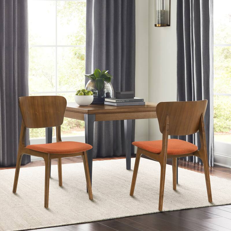 Kalia Mid-Century Modern Upholstered Wood Dining Chairs - Set of 2/4/6