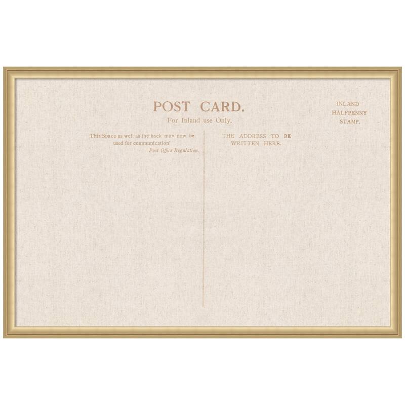 Kate and Laurel Framed Fabric Pinboard Linen Vintage Post Card Wall Organization - 38 x 26 - Gold