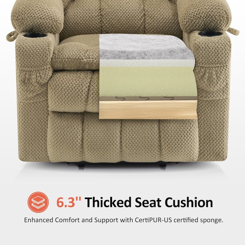 MCombo Medium Dual Motor Power Lift Recliner Chair Infinite Position, Massage and Heat, Extended Footrest, Fabric 7890