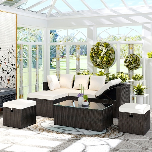 Rattan sofa set best sale with adjustable table