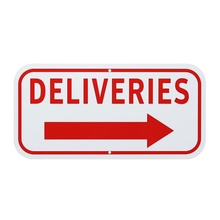 Deliveries Sign with Right Arrow, Rust Free Aluminum Front Door Sign ...