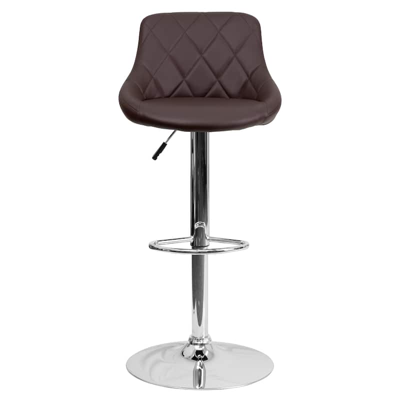 Diamond Pattern Vinyl Bucket Seat Adjustable Barstool - 18.5"W x 19"D x 33.25" - 41.75"H