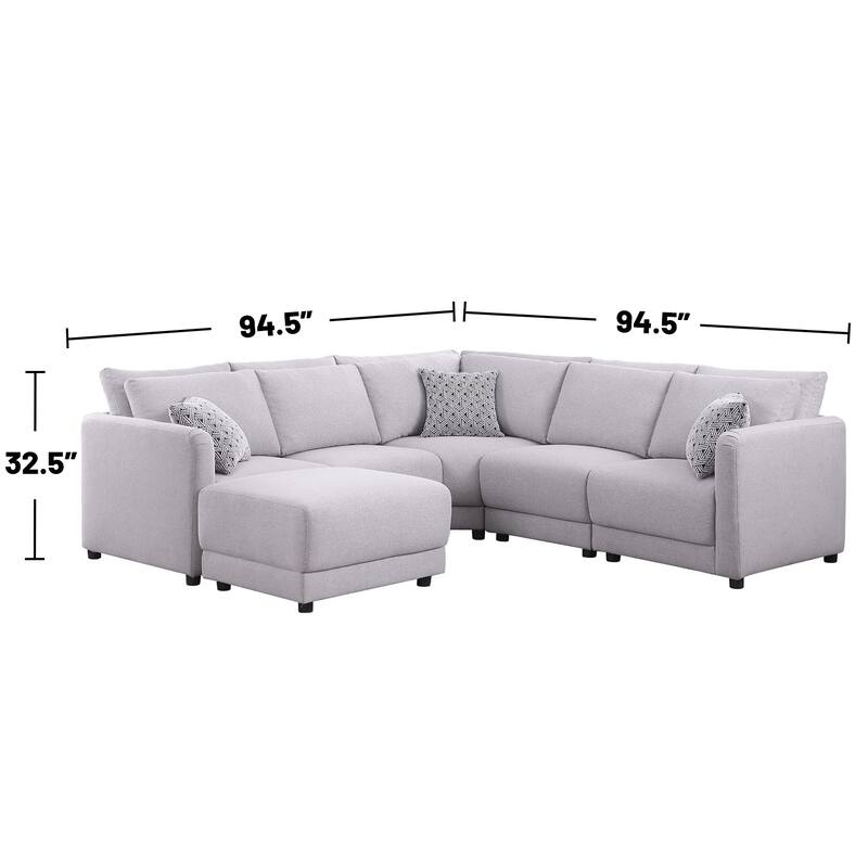 Reversible L-Shape Sectional Sofa with Ottoman in Light Gray