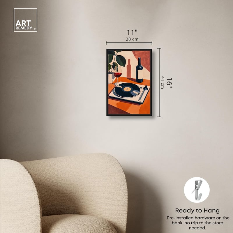 Vinyl and Wine Canvas by Art Remedy