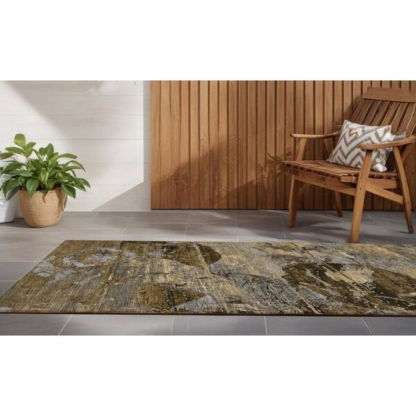 2' X 8' Brown Abstract Indoor Outdoor Area Rug 2' X 8' Brown Abstract Indoor Outdoor Area Rug