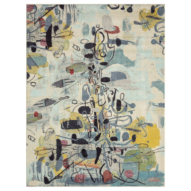 Katie Merz COLORWRKS Blues/Yellow/Multi Area Rug