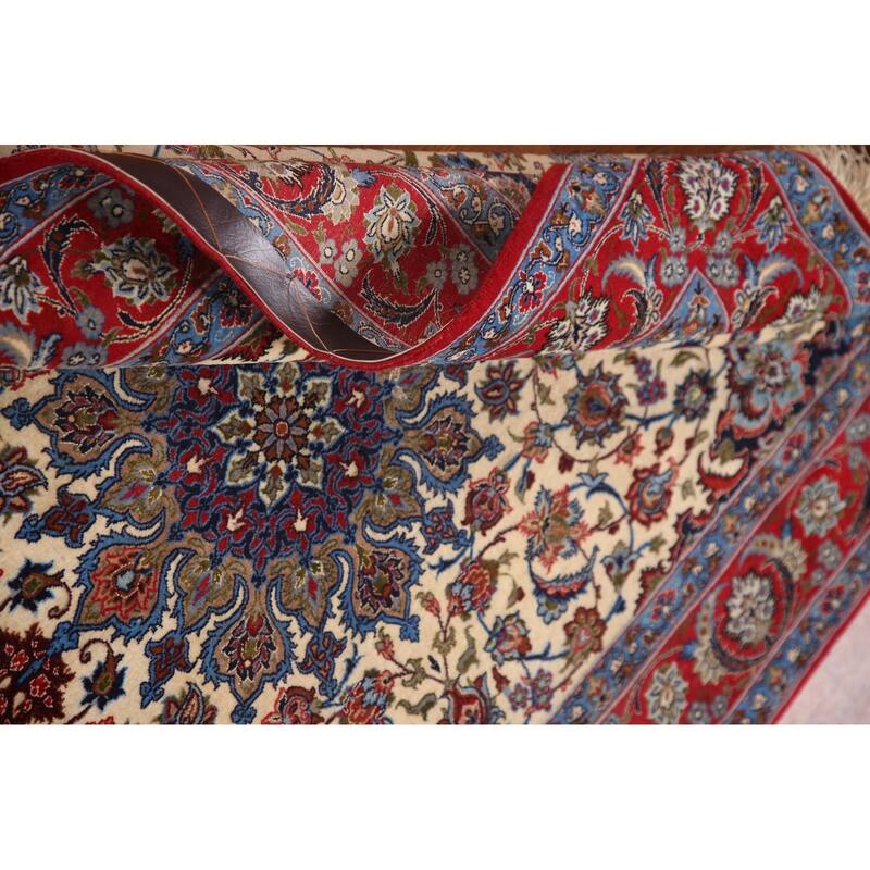 Vegetable Dye Isfahan Persian Area Rug Handmade Wool Carpet 3'6" x 5