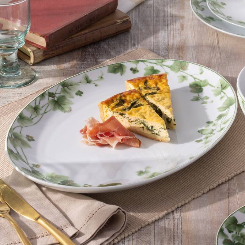 Ivy Whisper Oval Platter, 14.5"