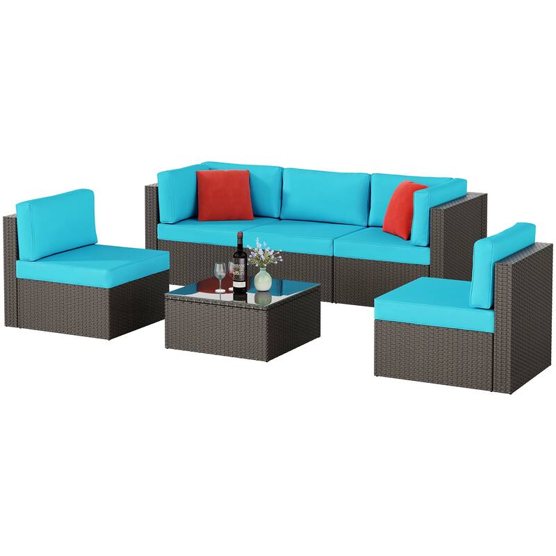 Futzca 6 Piece Patio Furniture Conversation Set with Pillow