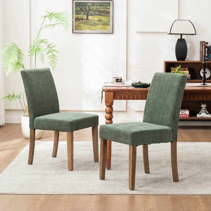 Upholstered Modern Dining Chairs, Linen Fabric Side Chairs Set of 2