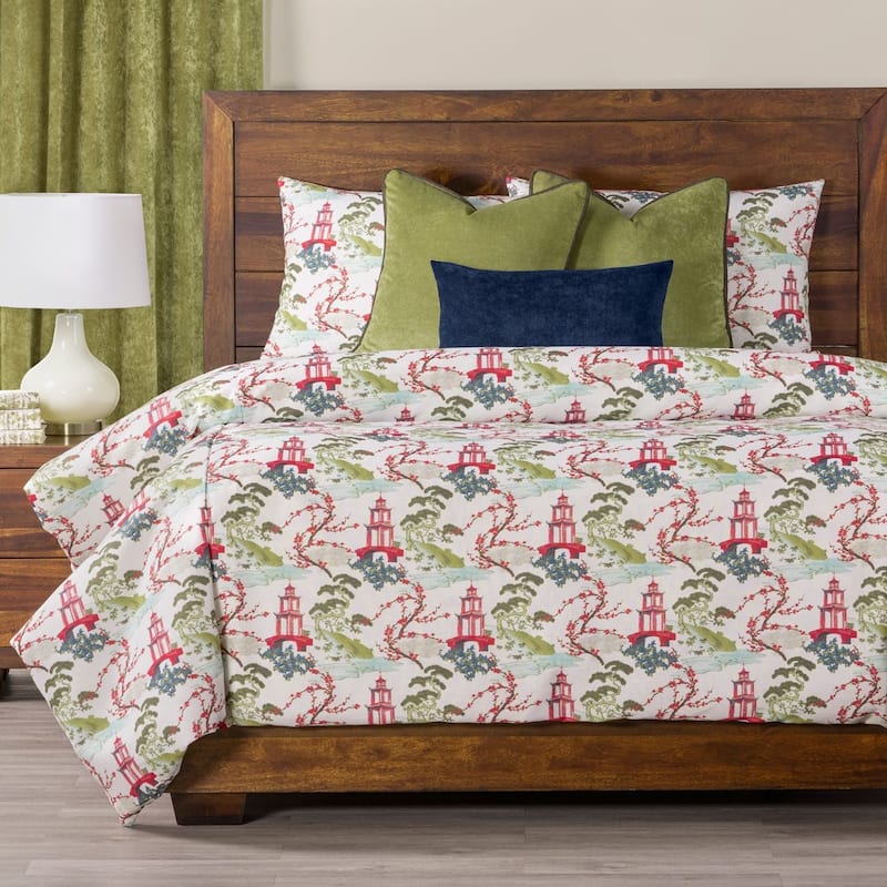 Siscovers Tranquil Japanese Garden Print Duvet Set - Tranquility - Queen - 7 Piece