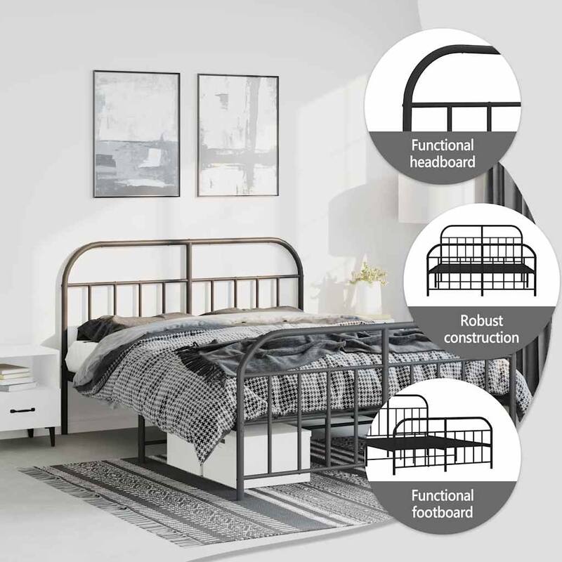 vidaXL 12 Inches Metal Bed Frame No Mattress