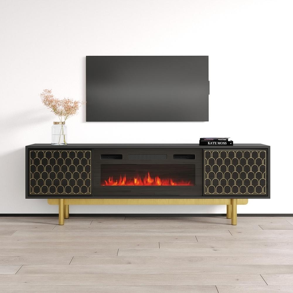 Fireplace tv shop stand mid century