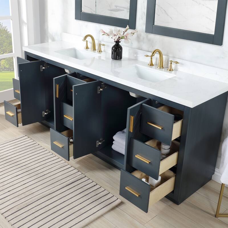 Altair Gazsi Bathroom Vanity with Composite Stone Countertop without Mirror