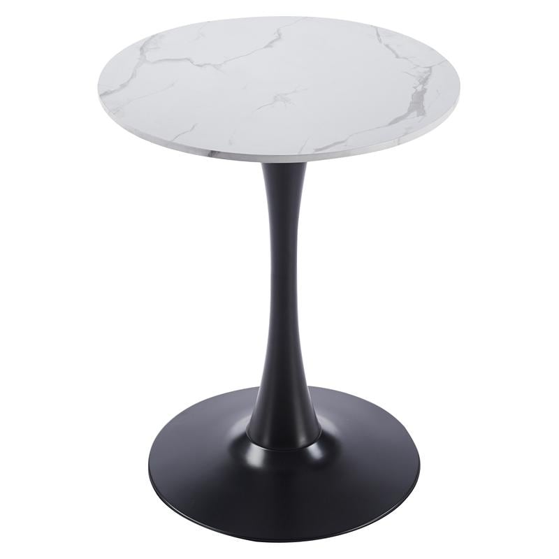 Bristol Modern Solid Wood Top Dining Table with Powder Coated Stainless Steel Pedestal Black Base for Home Kitchen or Restaurant
