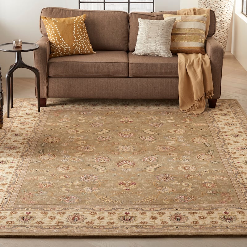 Nourison 2000 Traditional Persian Floral Area Rug - 9' 9" x 13' 9" - Olive - Rectangle