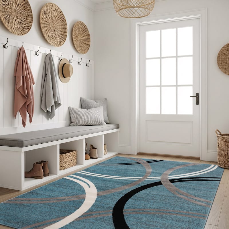 World Rug Gallery Contemporary Abstract Circles Design Area Rug