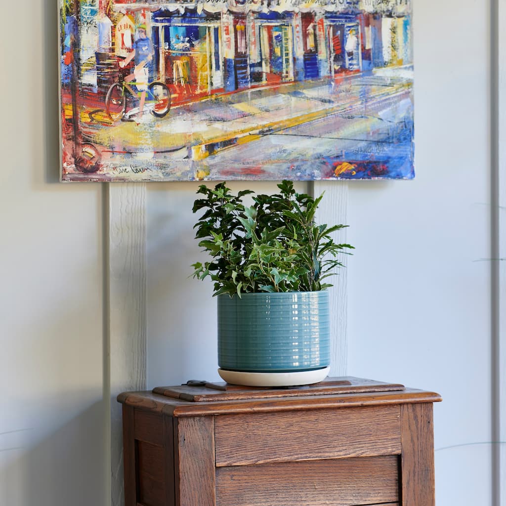 Southern Patio Vado Sea Blue Ceramic 6.3-inch Planter