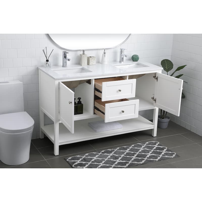 Legacy 54 - 60 Inch Double Bathroom Vanity - 54 Inches - White