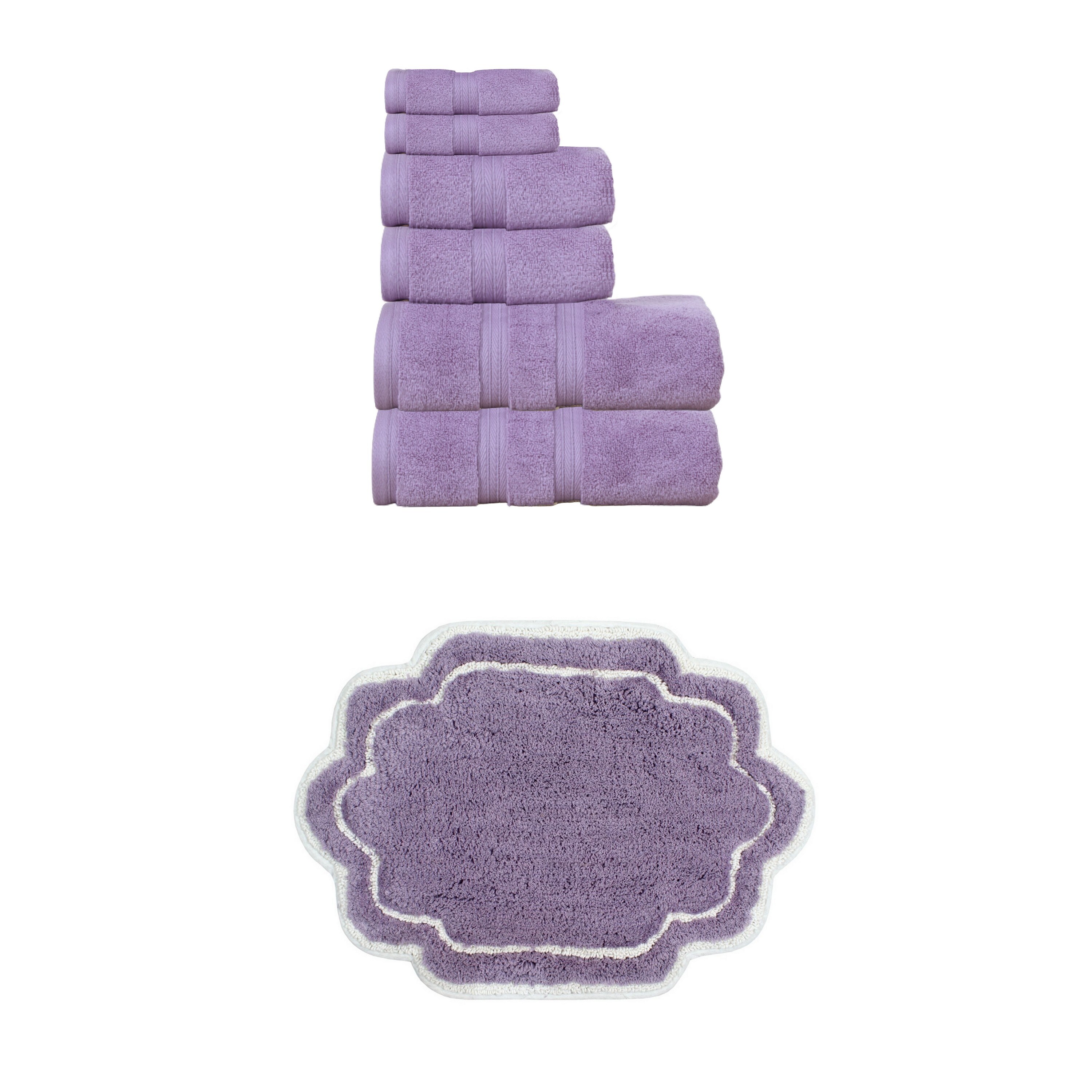 Home Weavers Allure Collection 100% Soft Cotton 6 Pc Towel Set & 1 Pc 17x24" Bath Rug, Machine Washable & Non Slip (Set of 7)