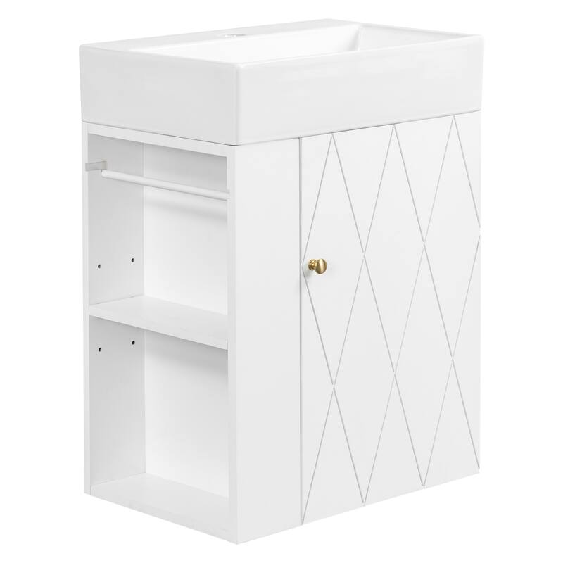 GDFStudio - Lucas Bennett Modern Compact Bathroom Vanity with Decorative Door and Smart Side Storage