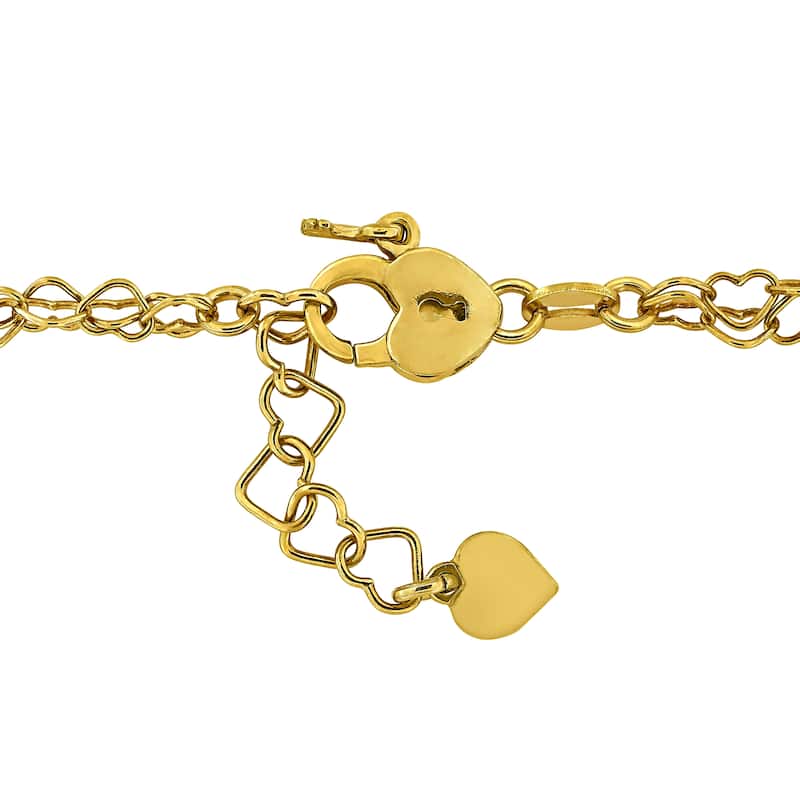 Miadora Double Strand 3.5mm Heart Link Bracelet Yellow Plated Sterling Silver