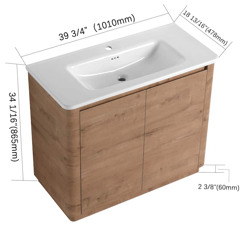 Bathroom Vanity With Sink In 36/40 Inch, Freestanding Bathroom Vanity With Soft Close Door and Adjustable Shelf