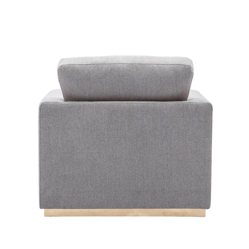 Sylvie Accent Armchair, Gray Linen, Square Modern Gold Base