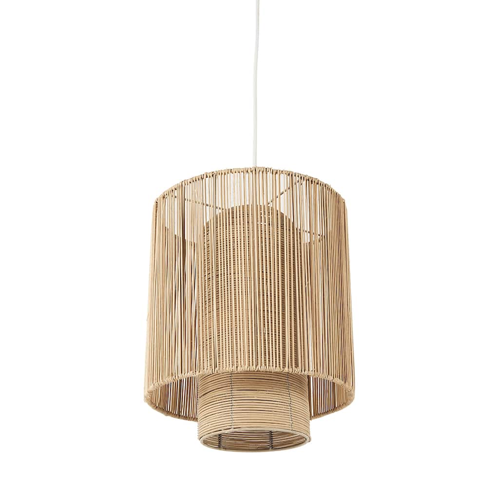 Aviario Light Brown Cane Cylindrical Pendant Light