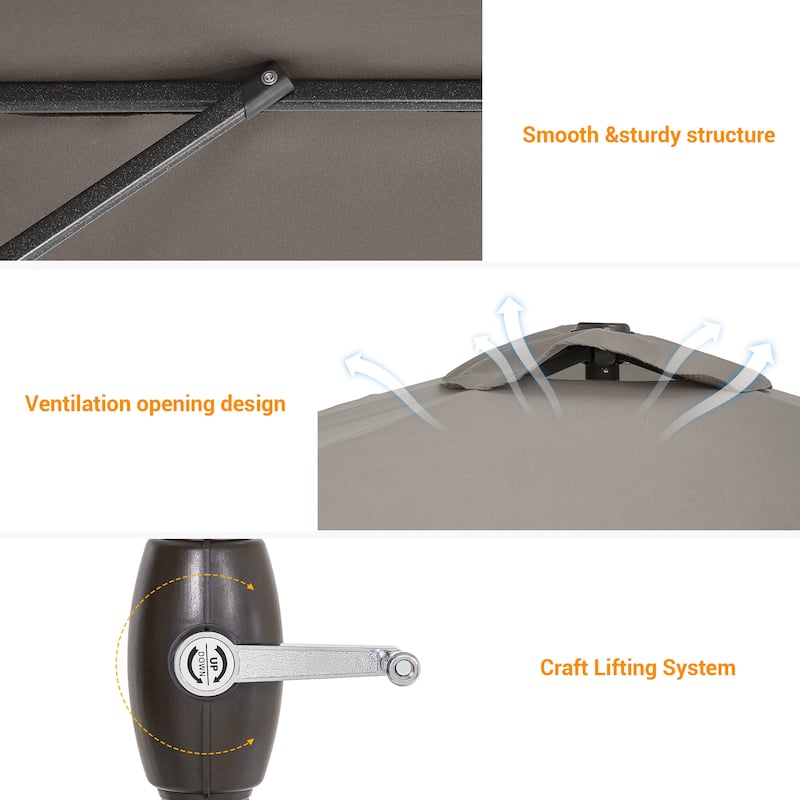 BONOSUKI Aluminum 10 x 6.5ft Patio Market Umbrella,Tilt and Crank
