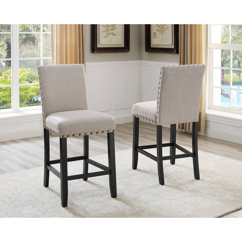 Round Dining Table Set Mid-Century Modern Dining Table Set Counter Height Dining Table and Chair Set with Nailhead Accents