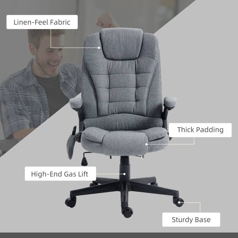 6-point Vibration Waist Massage Office Chair, Comfortable, Breathable, Leisure and Adjustable Backrest Computer Chair