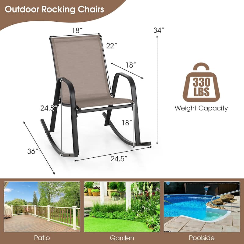 Gymax Set of 2 Metal Rocking Chair Heavy-Duty Rocker Outdoor Anti-Slip