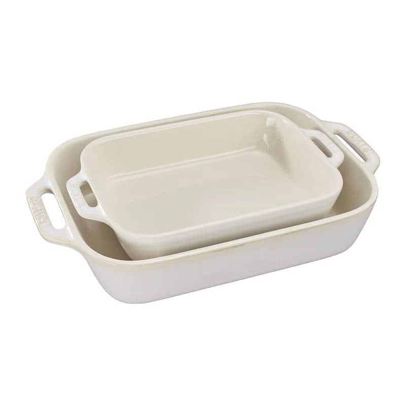2 Piece Ceramic Stoneware Casserole Dish Set Non-Stick Rectangular Baking Dishes Oven Safe