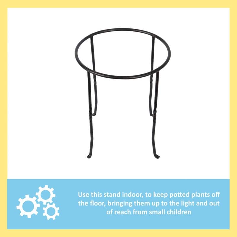 Achla Designs Indoor Outdoor Patio Ring Plant Stand , 14 Inch Tall, Black Powder Coat Finish