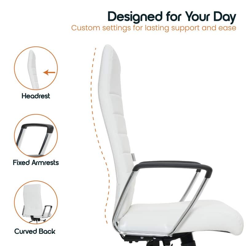 Hilton Modern High Back Ergonomic Leather Office Chair with Adjustable Height, Swivel, and Tilt for Conference or Executive Desk
