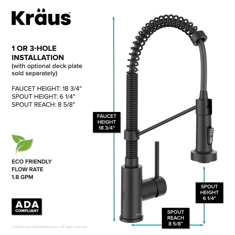 Kraus Bolden 2-Function 1-Handle Commercial Pulldown Kitchen Faucet