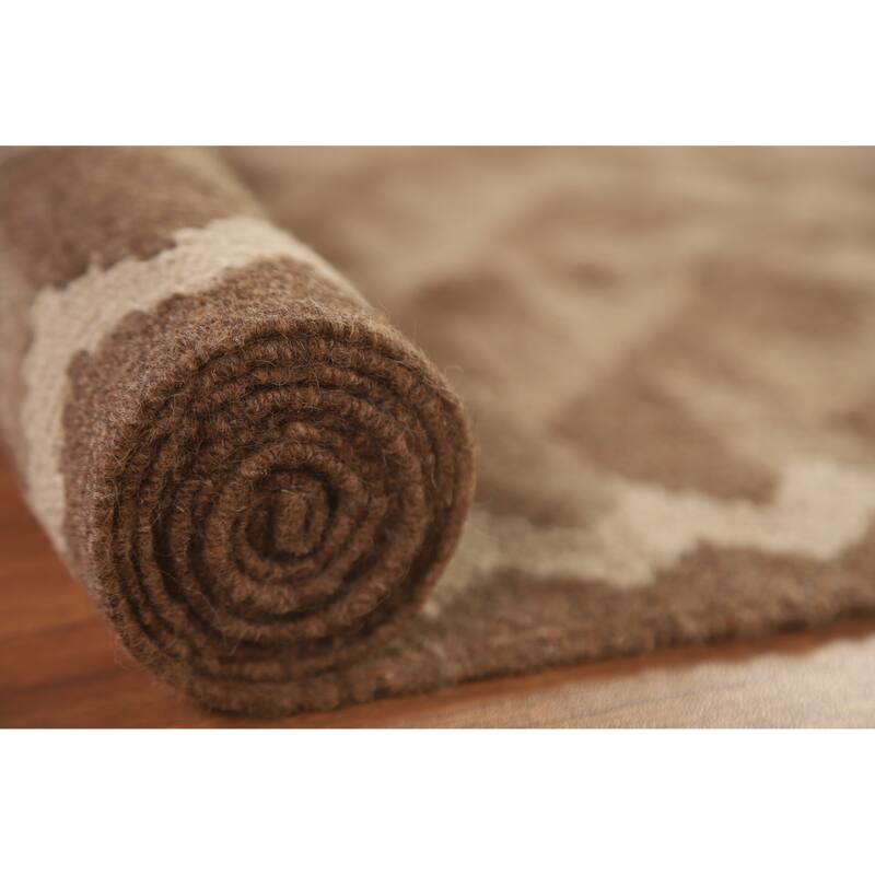 Brown Kilim Oriental Area Rug Flat-weave Reversible Wool Carpet - 5'3" x 7'8"