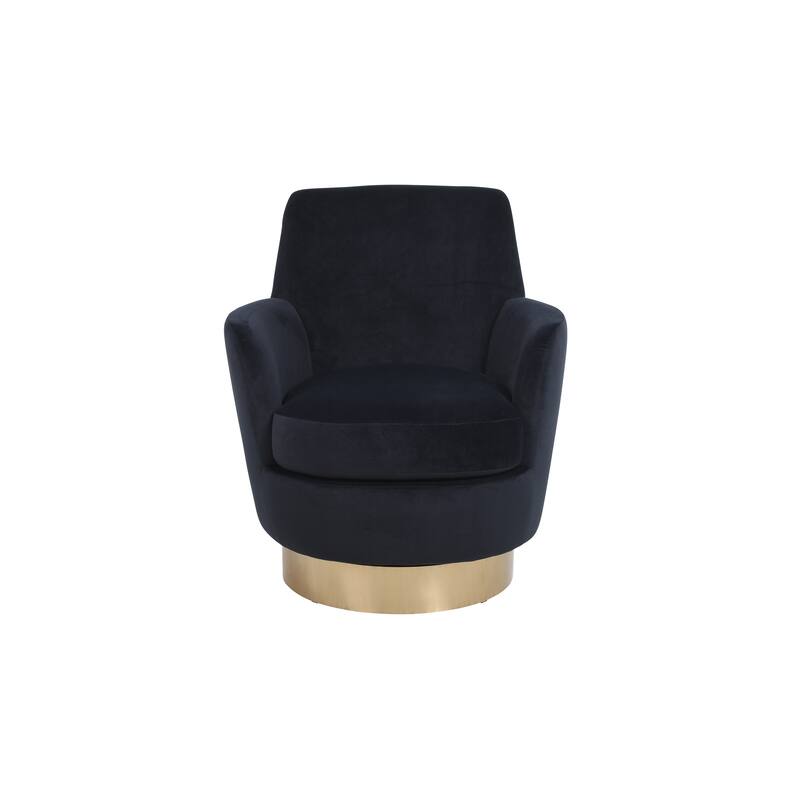Velvet Swivel Barrel Chair with Gold Stainless Steel Base, High-Density Foam and 360° Rotation