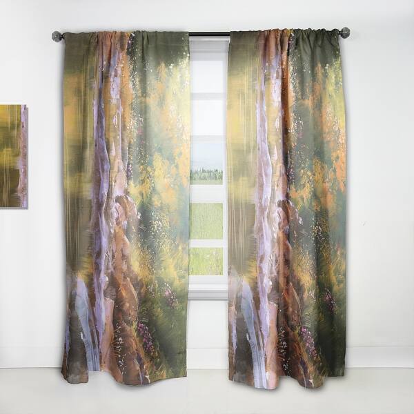 slide 1 of 7, Designart 'River Lines With Stones In Beautiful Forest' Traditional Curtain Panels