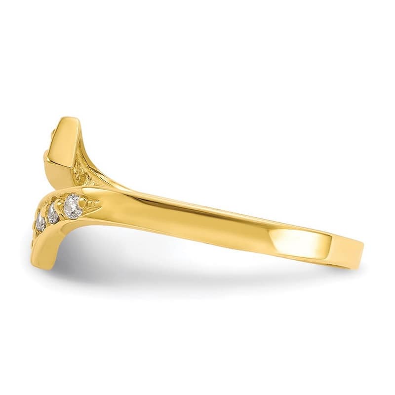 Curata 10 karat Yellow Gold CZ Simulated Diamond Bypass Adjustable Toe Ring (4mm)