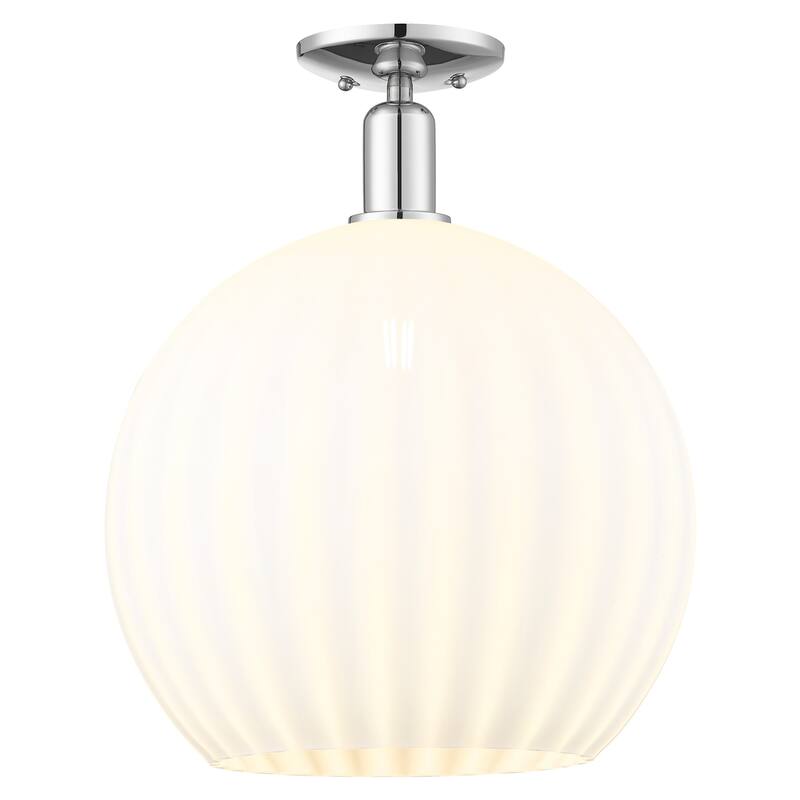 Innovations Lighting 716-1C-19-14 White Venetian Semi-Flush White - Polished Chrome / White Venetian