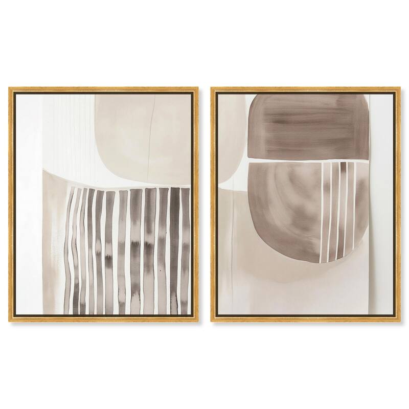Elements of Quiet Canvas Set of 2 by Art Remedy - 24" x 30" - Gold