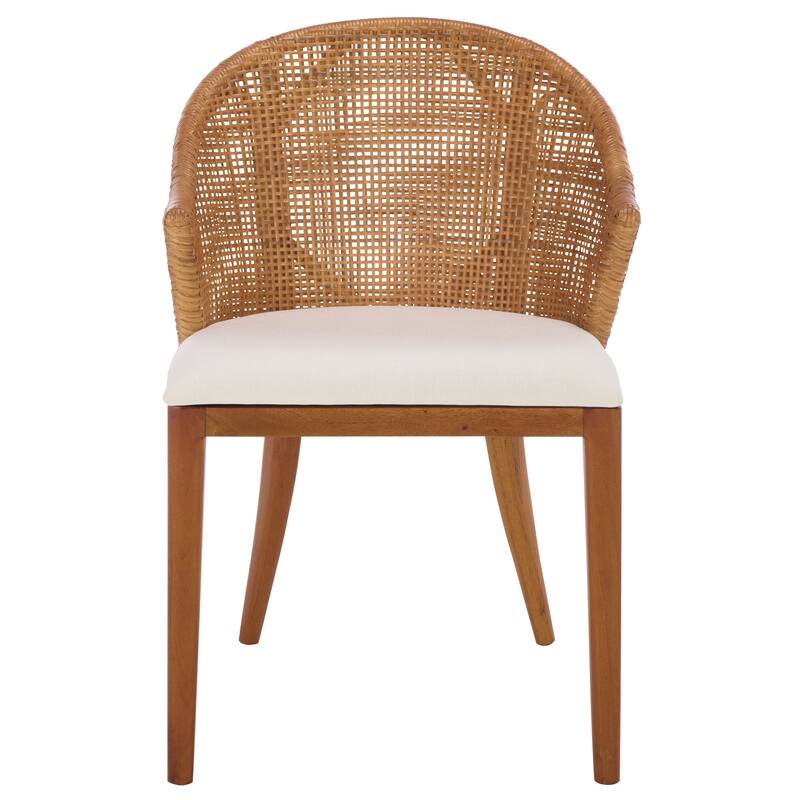 SAFAVIEH Home Mura Arm Chair - 23"W x 23"D x 33"H - Honey/Ivory