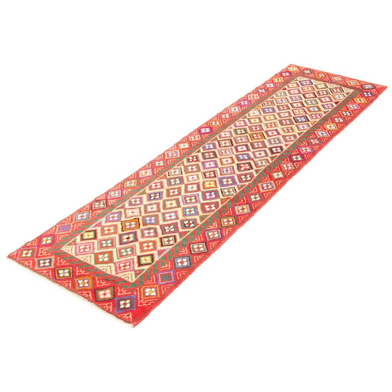 ECARPETGALLERY Hand-knotted Afghan Beige Wool Rug - 2'8 x 9'11