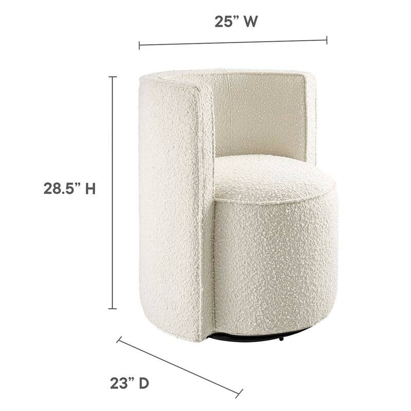 Kerman Sleek Modern Ivory Fabric Upholstered Swivel Accent Chair